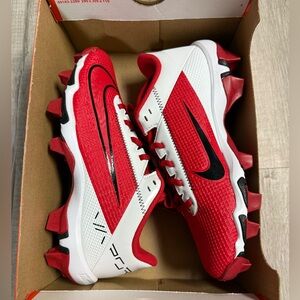 🏈 NEW! Nike Vapor Edge Shark 2 BG Football Cleats Boys Youth Kids 6 Red/White